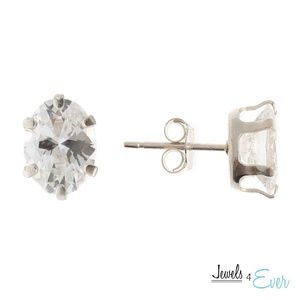 Sterling Silver 8x6mm Oval CZ Earrings